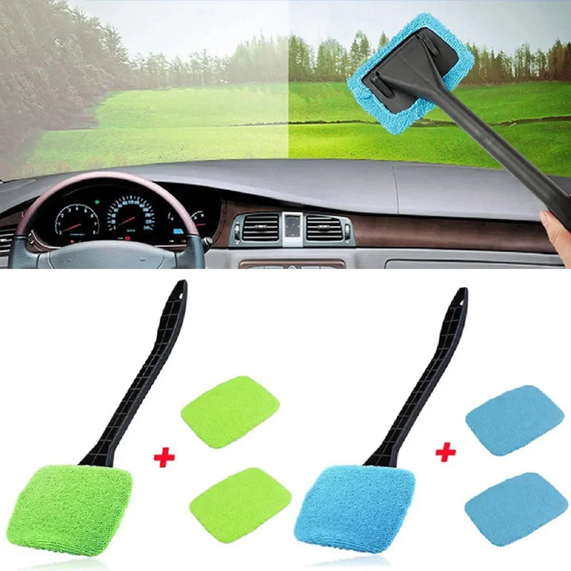 Kit de escova para limpeza de janelas de carro, ferramenta de lavagem de para-brisas, limpador de vidros automotivos com cabo longo, acessórios para carros