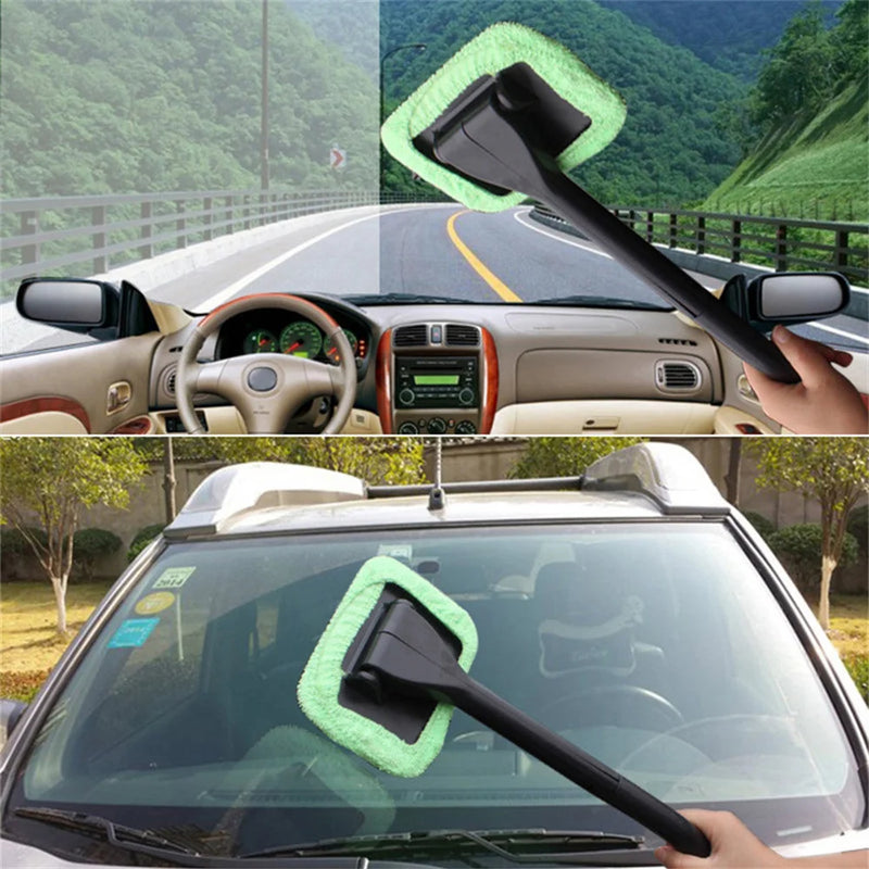 Kit de escova para limpeza de janelas de carro, ferramenta de lavagem de para-brisas, limpador de vidros automotivos com cabo longo, acessórios para carros